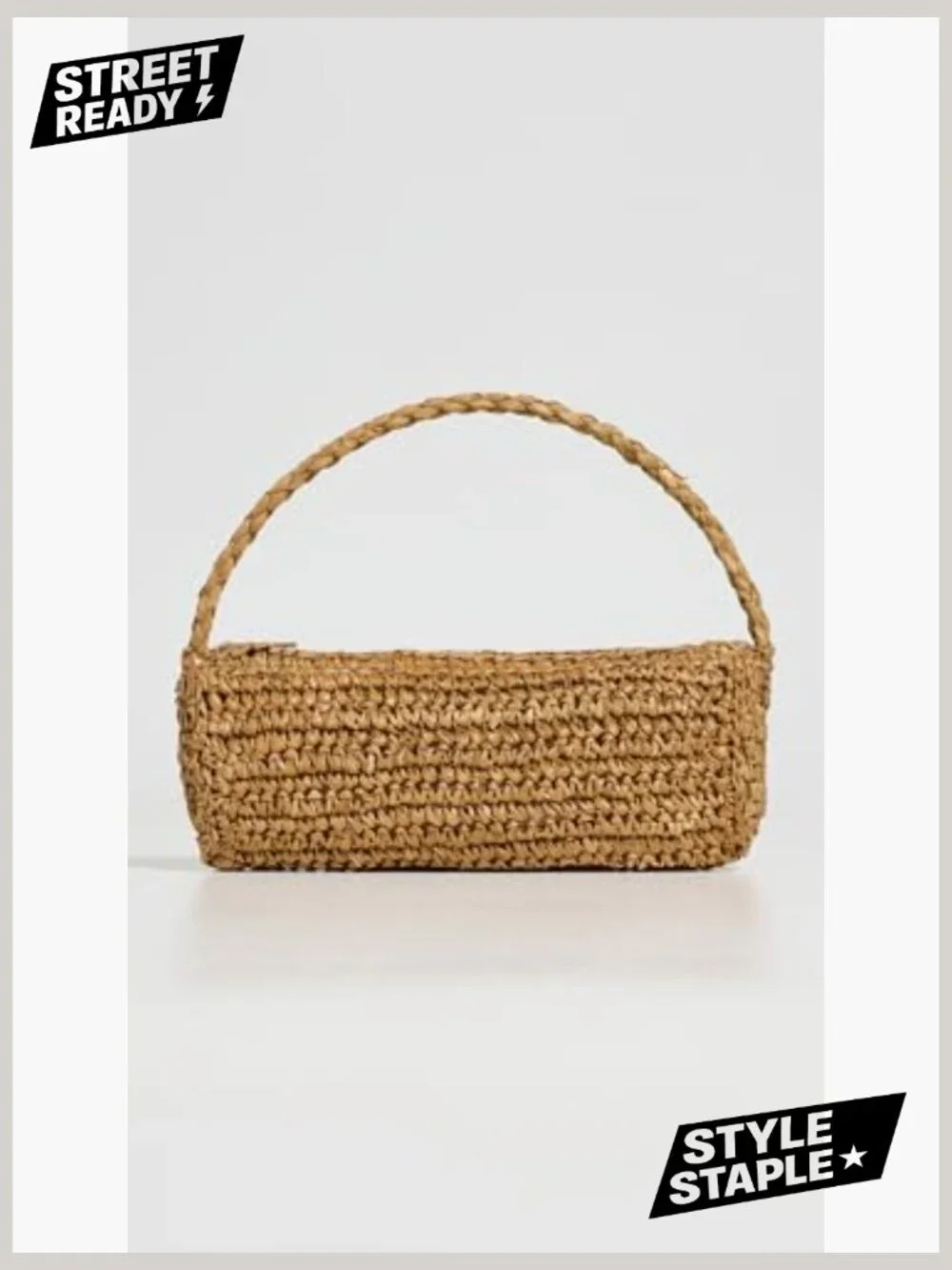 Woven Straw Pouch Bag - Top Handle Mini Handbag - Picture 2 of 5